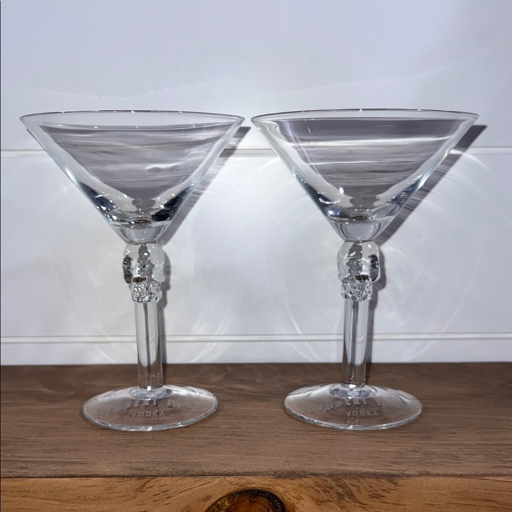 NWOT - Crystal Head Vodka Skull Martini Glasses by Dan Aykroyd - Collectors Item